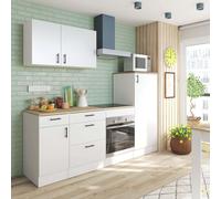 Miroytengo Pack de Muebles de Cocina Kira Estilo Moderno en Color Blanco Brillo y Roble Canadian con 6 Módulos con Puertas y Cajones de Almacenamiento Gloss white and canadian oak 573.85