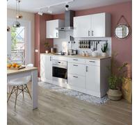 Miroytengo Pack de Muebles de Cocina Kira Modular en Blanco Brillo y Roble Canadian con 7 Módulos, Cajones, y Puertas Abatibles White gloss and canadian oak -