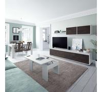 Miroytengo Pack de Muebles de Salón Comedor formado por Modulo de TV, Mesa de Centro y Mesa de Comedor White and rust