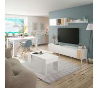 Miroytengo Pack De Muebles Para Salón Moderno Ethna Color Blanco Mate Y Natur White - light wood - 591.1
