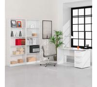 Miroytengo Pack de Oficina Despacho Estilo Contemporáneo en Color Blanco con 2 Estanterías y 1 Escritorio White - 386.4