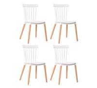 Miroytengo Pack de sillas Alna salón Comedor Cocina Respaldo de Barras Color Blanco Pata Haya inclinadas 100x36x55 cm Pack of 4