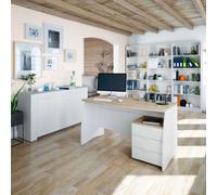 Miroytengo Pack Despacho Oficina Moderna Color Blanco Artik y Roble Canadian White - light wood -