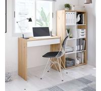 Miroytengo Pack Escritorio con Estantería Juvenil Estilo Moderno Blanco Artik y Roble Nodi Estudio Oficina White - light wood -