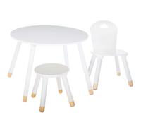 Miroytengo Pack Infantil Mesa + Silla + Taburete Douceur Dormitorio Infantil Melamina Color Blanco White/ wood