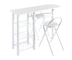 Miroytengo Pack Mesa Alta y 2 Taburetes Plegables Muebles de Cocina Bar Melamina Metal Blanco 40x88x120 cm
