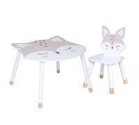 Pack mesa con silla infantil fox conjunto dormitorio infantil serigrafía zorro color blanco 52 cm