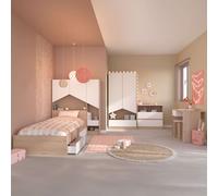 Miroytengo Pack muebles Child dormitorio juvenil completo en color roble Jackson y blanco mate Light wood - white - 90x190 cm 779.7