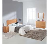 Miroytengo Pack Muebles de Dormitorio Clásica Color Cerezo Cabecero, Mesitas, Cómoda y Espejo