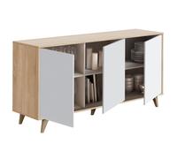 Miroytengo Pack Muebles De Salón Kikua Plus Estilo Nórdico Roble Y Blanco Artik (mesa Tv + Estante + Vitrina + Aparador) White - light wood