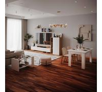 Miroytengo Pack Muebles de Salón Opole Mueble TV, Aparador, Mesa de Centro y Mesa de Comedor Blanco Mate y Roble Claro White/ wood - 387.55