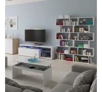 Miroytengo Pack Muebles De Salón Santorini Comedor Estilo Moderno (mesa Tv + 2 Estanterías + Mesa Centro Elevable) White - 443.9