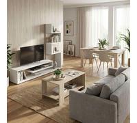 Miroytengo Pack Muebles de Salón Snake - Mueble TV, Mesa de Centro y Mesa de Comedor en Roble Sonoma, Melamina