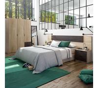 Miroytengo Pack Muebles Dormitorio Andy Armario Cabezal 2 mesitas Cama 150x190 2 cajones Estilo Industrial habitación oxido Brown -