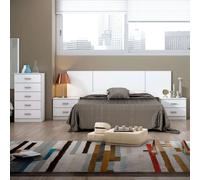Miroytengo Pack muebles dormitorio Couple en color blanco mate Dormitorio moderno White - 150x190 cm 276.