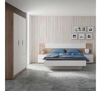 Miroytengo Pack Muebles Dormitorio Estilo Nórdico para Camas 150 cm (Cabezal+2 Mesitas+Armario)
