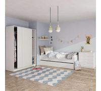 Pack muebles dormitorio juvenil tibet estilo contemporáneo en color blanco mate (cama + armario + cómoda)