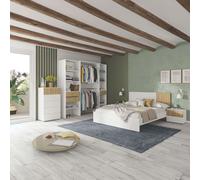 Miroytengo Pack Muebles Dormitorio Matrimonio Ethna Completo Moderno Color Roble Natur y Blanco White - light wood - 135x180 cm 654.35