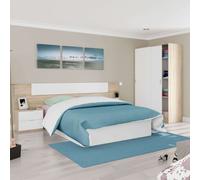 Miroytengo Pack Muebles Dormitorio Matrimonio Luca Completo Color Roble Y Blanco Habitación Moderno (cabecero + Armario) Light wood - white - 150x190 cm