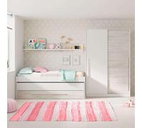 Miroytengo Pack Muebles Infantil Juvenil Elliot Blanco (Cama Nido con Cajonera + Estantería + Armario Puertas Correderas + Somieres 90x190 cm)