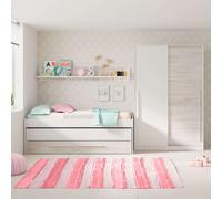 Miroytengo Pack Muebles Infantil Juvenil Elliot Blanco (Cama Nido con Cajonera + Estantería + Armario Puertas Correderas + Somieres 90x190 cm) Multicolor - 90x190cm