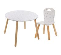 Miroytengo Pack Muebles Infantiles Mesa Infantil + Silla Douceur con Serigrafia de Estrellas Color Blanco White/ wood -