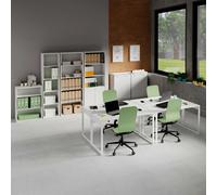 Miroytengo Pack Muebles Oficina 4 Escritorios y Estanterías Despacho Trabajo Estilo Moderno Color Blanco White - 1,369.65
