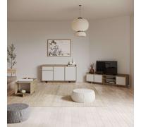 Miroytengo Pack Muebles Salón Comedor Lead Estilo Nórdico Color Blanco Mate y Roble Artisan White - light wood