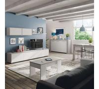 Miroytengo Pack Muebles Salón Comedor Plutón Iii (mueble Modular+mesa Centro+mesa Comedor+aparador) White/ gray 633.65