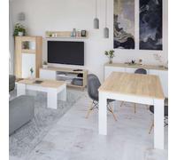 Miroytengo Pack Muebles Salón Nórdico Blanco Y Roble Completo (mueble Tv + Aparador + Vitrina + Mesa Comedor + Mesa Centro) White - light wood - 667.