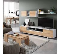 Miroytengo Pack Muebles Salón Roble Canadian Y Blanco (mueble Salón + Mesa Centro Elevable + Mesa Comedor Extensible) Light wood - white - 483.