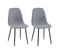 Miroytengo Pack Sillas Comedor, Juego Sillas Cocina Lisa Gris Tapizadas con Patas Metal Negro Gray - 2 pack