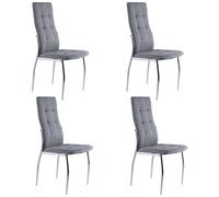 Miroytengo Pack Sillas de Comedor Dest Estilo Moderno Tapizadas Patas Metal Color Gris Pack of 4