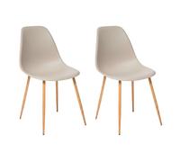 Miroytengo Pack Sillas de Comedor Taho, Sillas de Salón, Cocina, Color Beige Patas Metal 46x84x51 cm Beige - 2 pack
