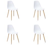 Miroytengo Pack Sillas Taho Salón Comedor, Conjunto Sillas Blanco y Patas Madera Claro White - pack of 4