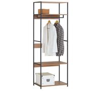 Miroytengo Perchero, Armario Abierto Dormitorio, Vestidor Lofi 3 Estantes Barra Colgadora Roble Cambrian y Negro 60x175x40 cm