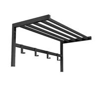 Miroytengo Perchero de Pared 4 ganchos y Estante en Metal Color Negro 69x33x34 cm Black -