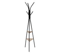 Miroytengo Perchero de Pie Jano 6 colgadores y 2 Estantes Estilo Industrial Color Negro 175 cm