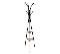 Miroytengo Perchero de Pie Jano 6 colgadores y 2 Estantes Estilo Industrial Color Negro 175 cm Black -