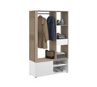 Miroytengo Recibidor Woody color roble y blanco entrada recibidor mueble auxiliar varias opciones almacenaje 183x110x40 cm White/ wood