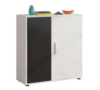 Miroytengo ROM Aparador Salón Comedor 2 Puertas 1 Estante Estilo Contemporáneo en Color Blanco Mate y Negro 80 cm