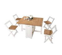 Miroytengo Set Mesa de Cocina Plegable con 4 Sillas Plegables Comedor o Cocina Belisim 2 Alas Abatibles Blanco Mate y Roble
