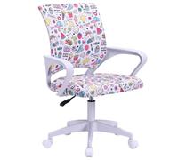 Miroytengo Silla de Escritorio Juvenil Vita Emojis, Altura Regulable, Tela Estampado, Reposabrazos Blanco