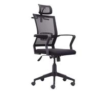 Miroytengo Silla de Oficina Estudio Ergonómica Giratoria en Color Negro con Reposabrazos, Reposacabezas, con Ruedas, Traspirable y Regulable 64x127x64 cm