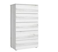 FABRIKIT Sinfonier Cómoda 5 Cajones Mueble Cajonera Cómoda Alta Lyon Blanco Albo 62x111 cm