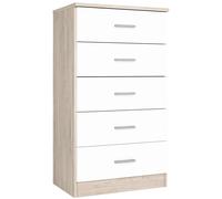 Miroytengo Sinfonier Couple 5 cajones cajonera dormitorio sahara blanco mate 50x90x33cm Blanco/ Madera -