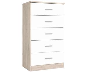 Miroytengo Sinfonier Couple 5 cajones cajonera dormitorio sahara blanco mate 50x90x33cm Blanco/ Madera -
