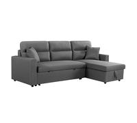Miroytengo Sofá Cama Chaise Longue Juliet Salón, Sofá con Arcón y 2 Cojines Gris 224x89x145 Gris -
