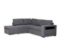Miroytengo Sofá Cama Romeo Chaiselongue con Arcón, Puf y Estante en Colores Gris, Beige y Gris Antracita 249 cm Dark gray - 249 cm 249cm