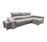 Miroytengo Sofá Chaise Longue Oscar Derecha 3 Plazas, Arcón, 2 Puffs, Asientos Extensibles Gris Cemento 263 cm